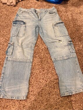 Garage Light Wash Cargo Denim Jeans
